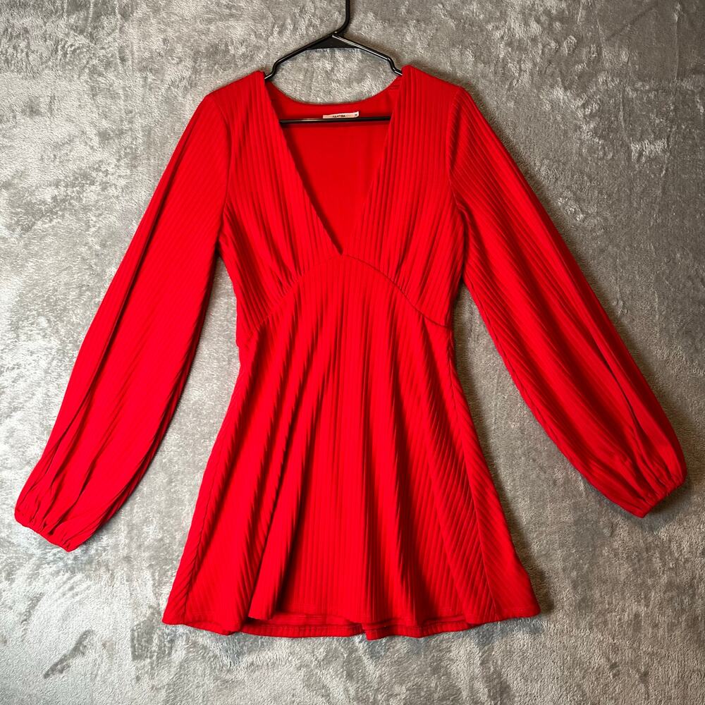 Tularosa Ryland Dress by Revolve‎ Long Sleeve, V-Neck Cherry Red Size Medium